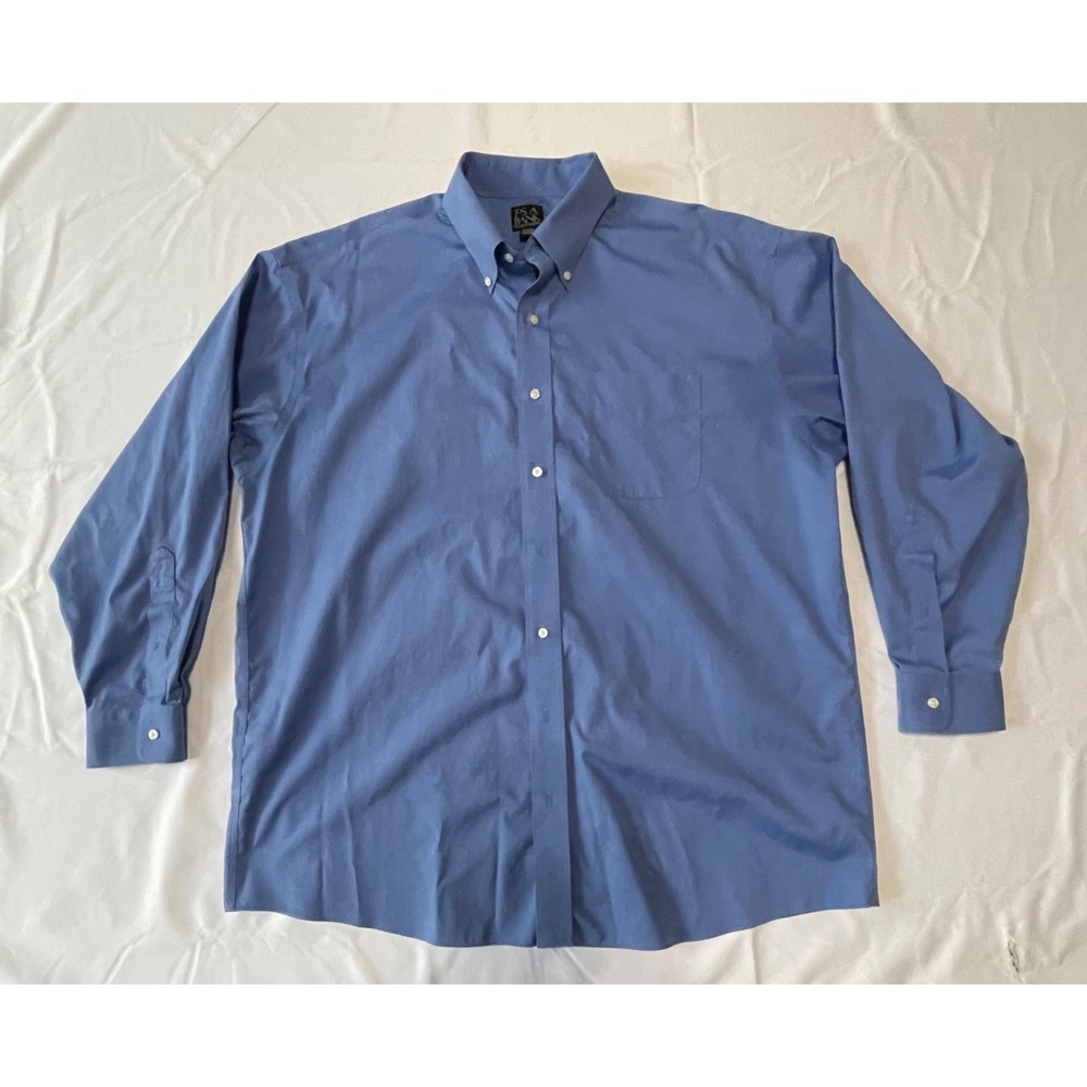 Jos. A. Bank Travelers Collection Size 17 1/2-35 Mens Button Up Dress Shirt Blue